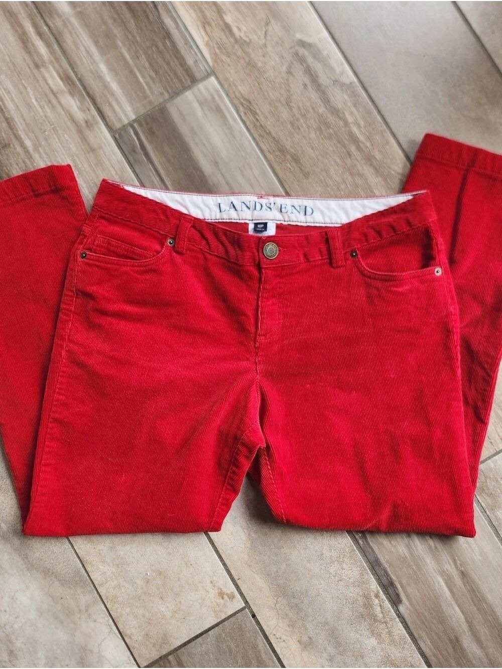 Lands' End Bright Red Corduroy Trousers Women's size 10P